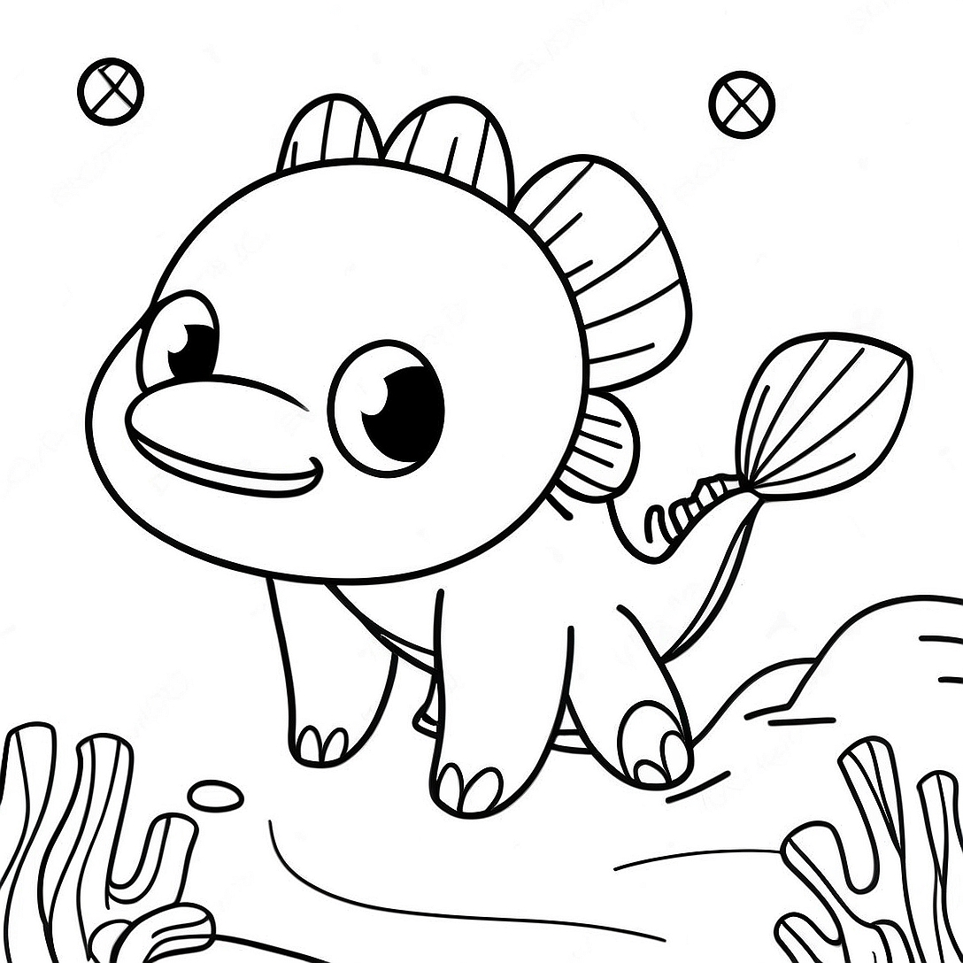Minecraft Axolotl Swimming in Water Coloring Page | Minecraft Axolotl coloring page