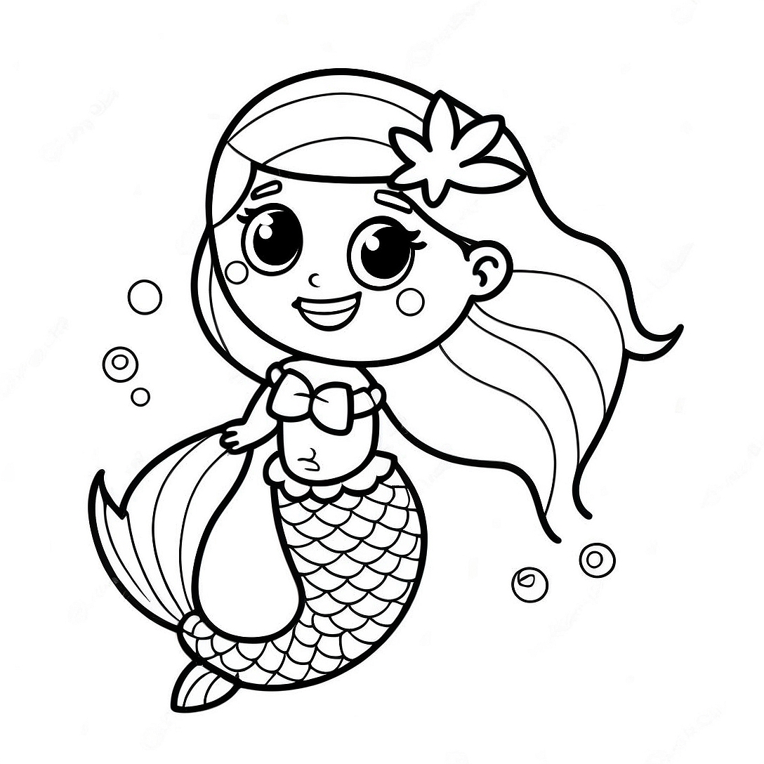 Cute Lol Mermaid with Sparkling Tail Coloring Page | Lol Mermaid coloring page