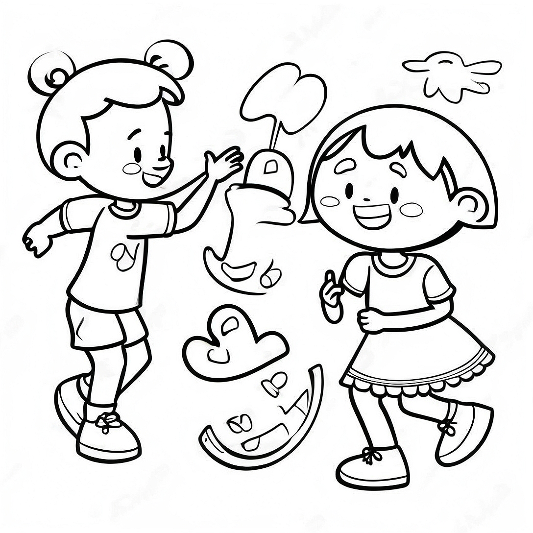 African American Children Playing Coloring Page | African American coloring page