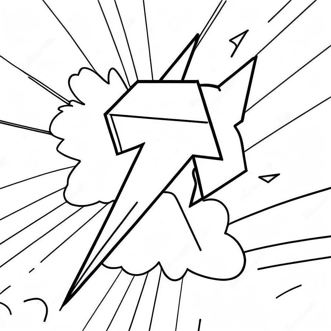 Bright Lightning Bolt Coloring Page | Electricity coloring page