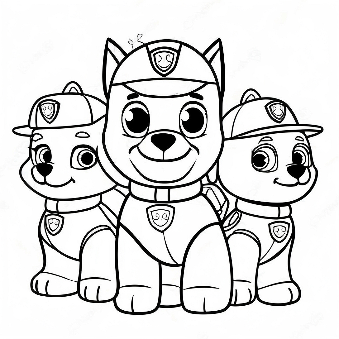 Paw Patrol Characters in Spooky Costumes Coloring Page | Halloween Paw Patrol coloring page
