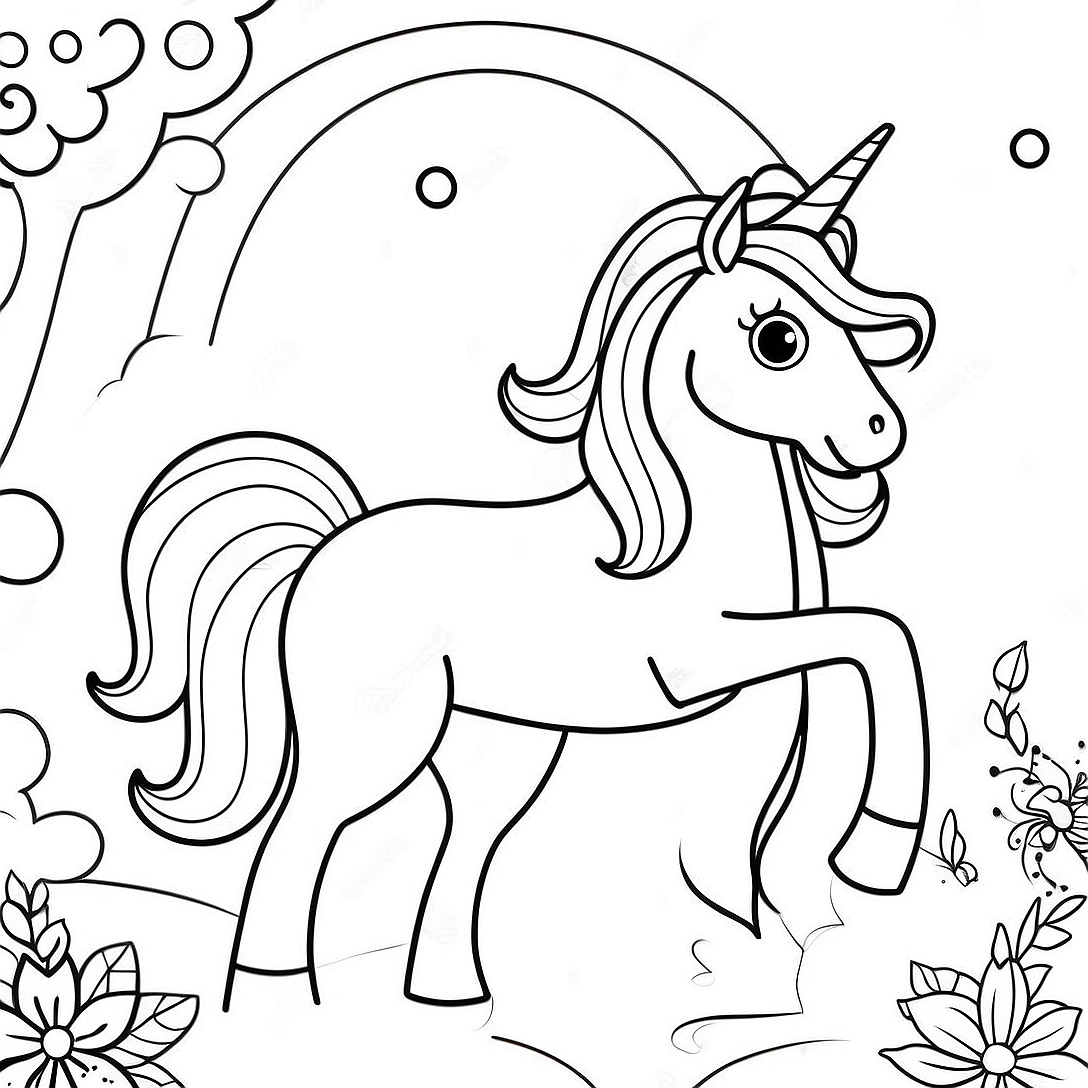 Unicorn Fantasy Scene Coloring Page | Unicorn for Adults coloring page