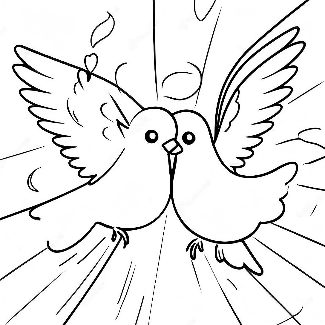 Colorful Pentecost Doves Coloring Page | Pentecost coloring page