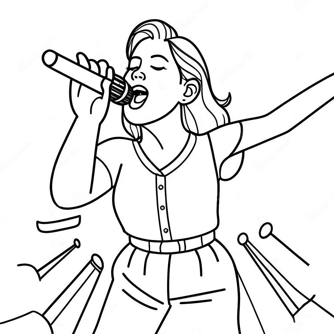 Lainey Wilson Singing on Stage Coloring Page | Lainey Wilson coloring page