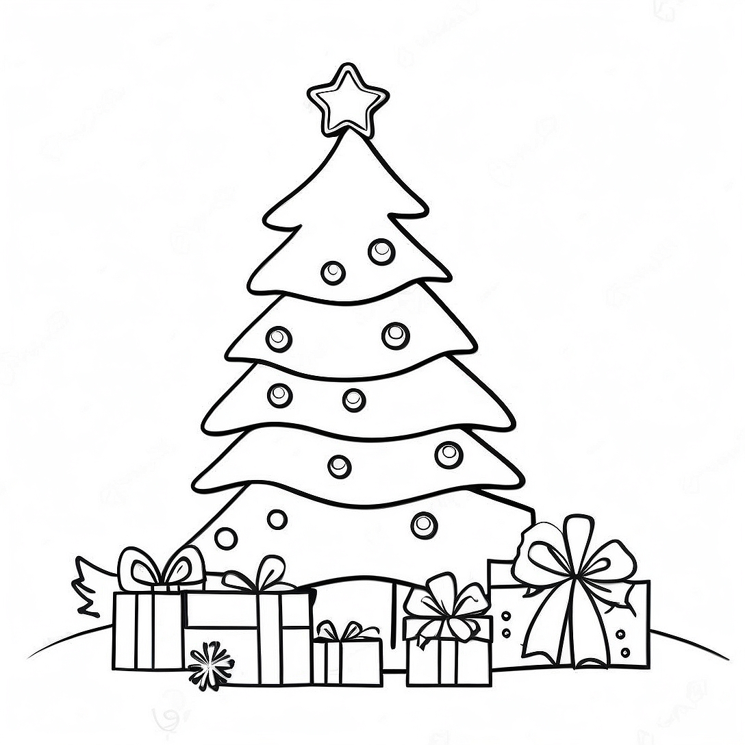 Festive Christmas Tree Coloring Page | Christmas Hard coloring page