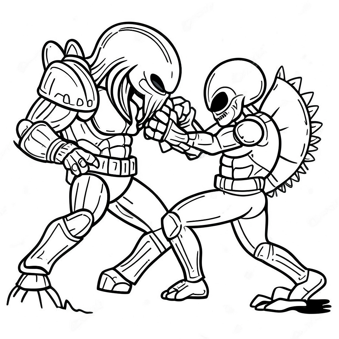 Alien vs Predator Battle Scene Coloring Page | Alien vs Predator coloring page