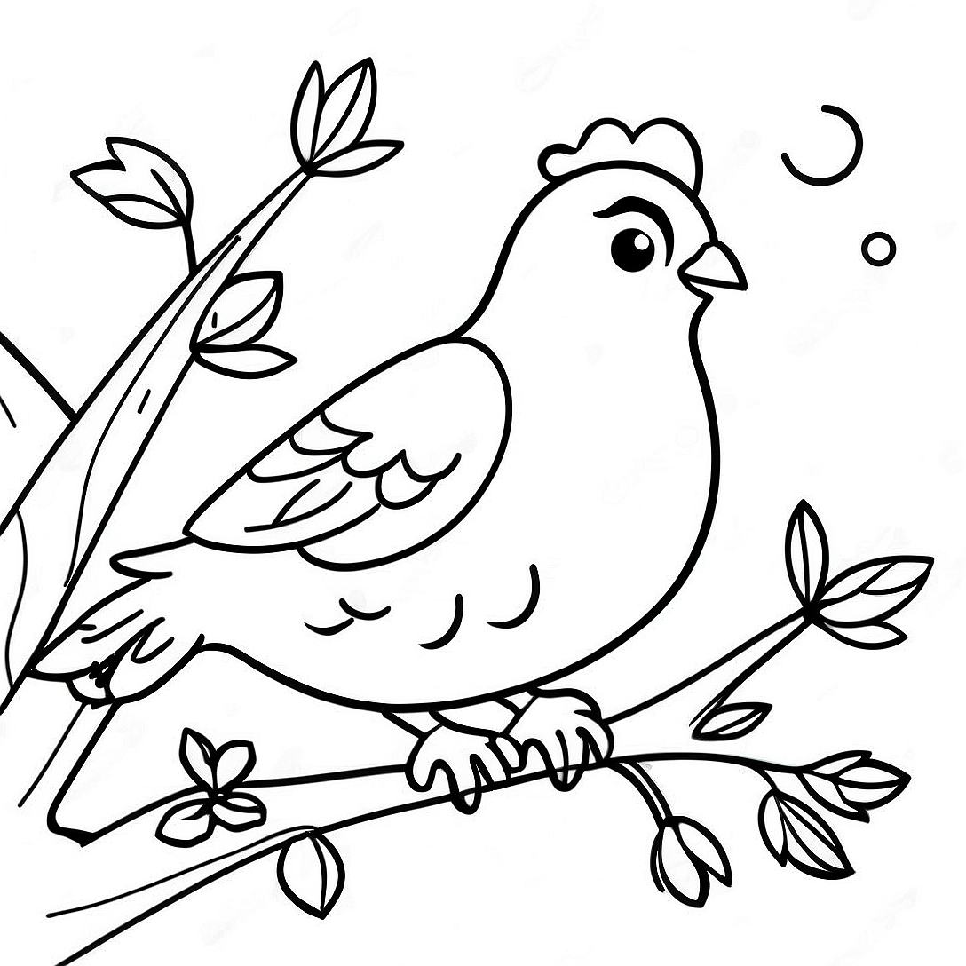 Festive Partridge in a Pear Tree Coloring Page | Christmas Bird coloring page