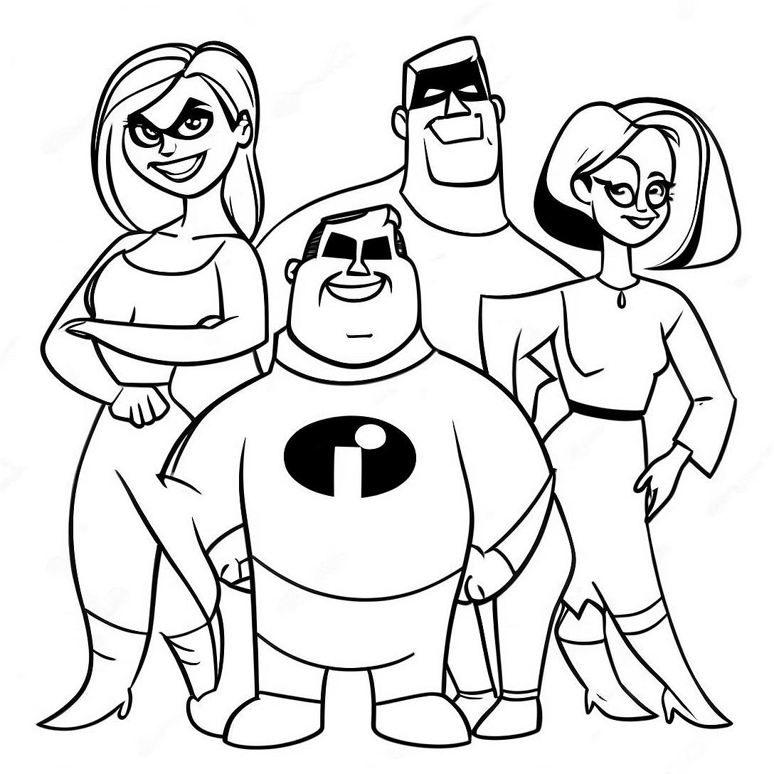 Incredibles 2 Family Coloring Page | Family Incredibles 2 coloring page