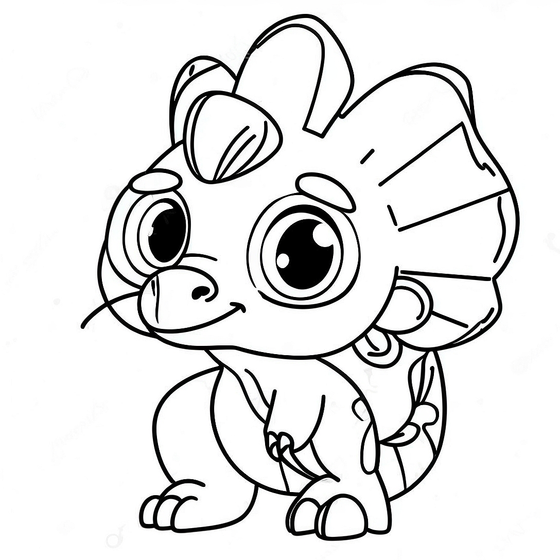 Cute Dilophosaurus with Big Eyes Coloring Page | Dilophosaurus coloring page