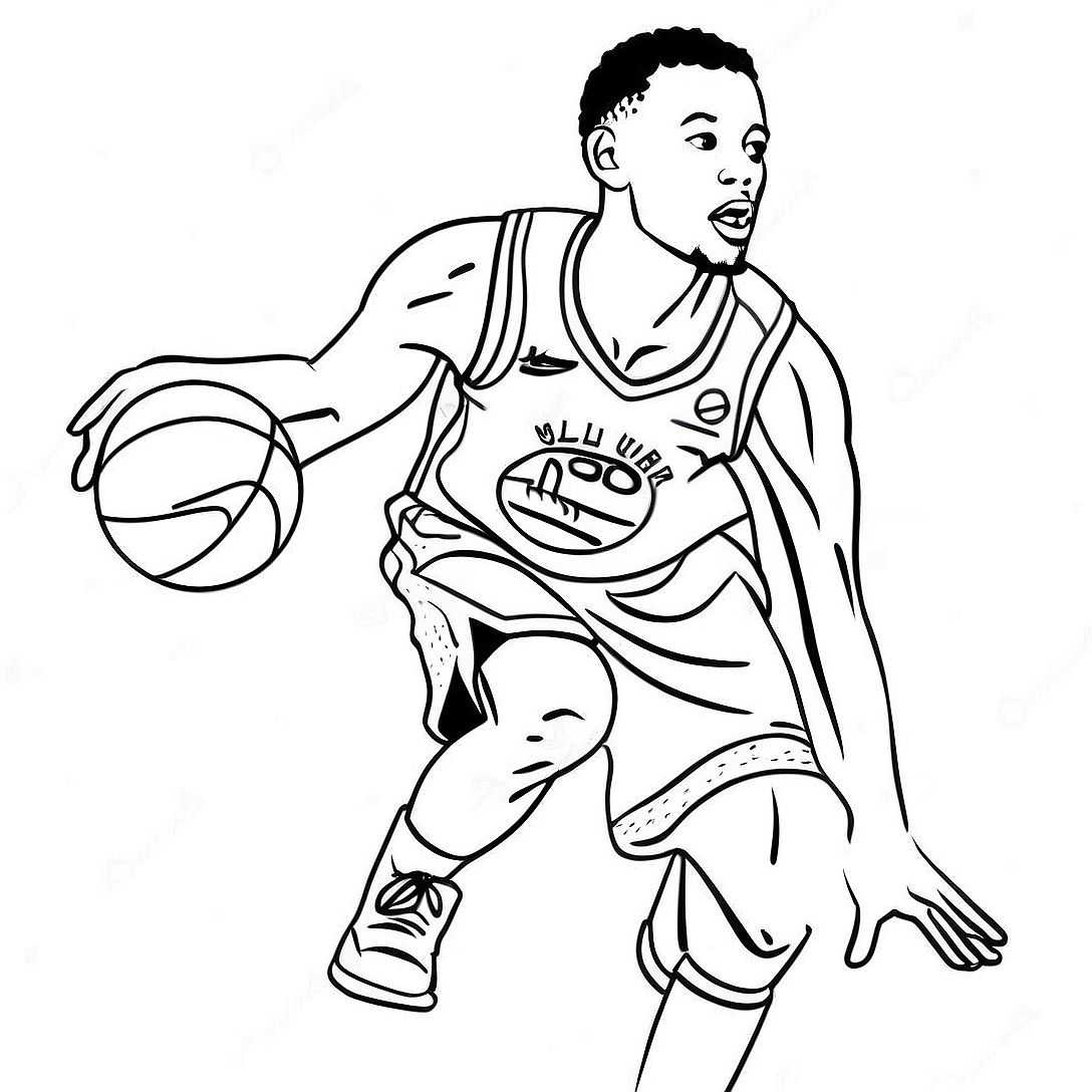 Steph Curry Dribbling Basketball Coloring Page | Steph Curry coloring page