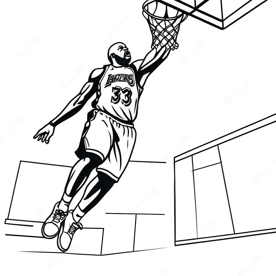 Shaquille O'Neal Dunking Coloring Page | Shaq coloring page