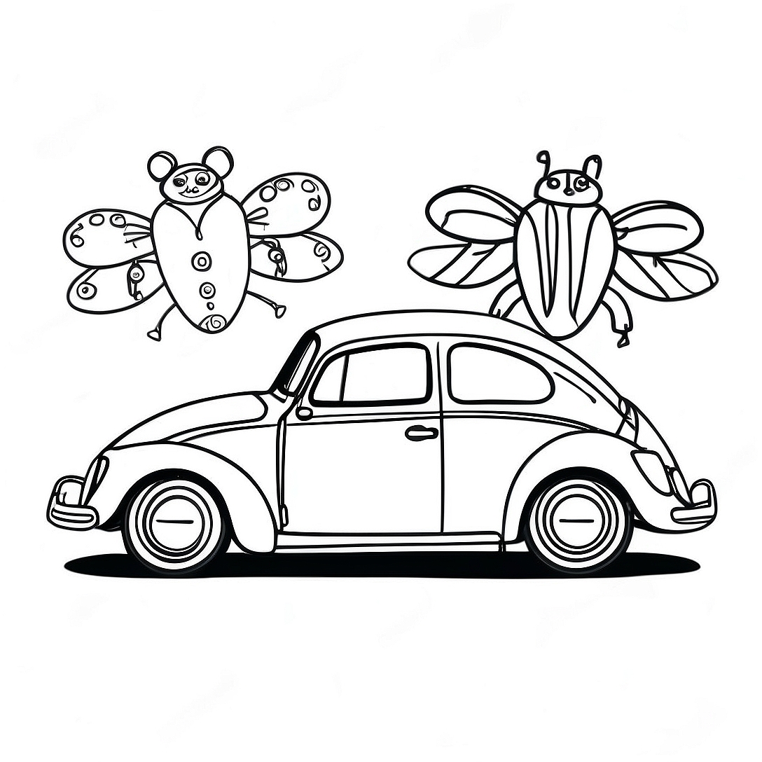 VW Bug Classic Car Coloring Page | VW Bug coloring page