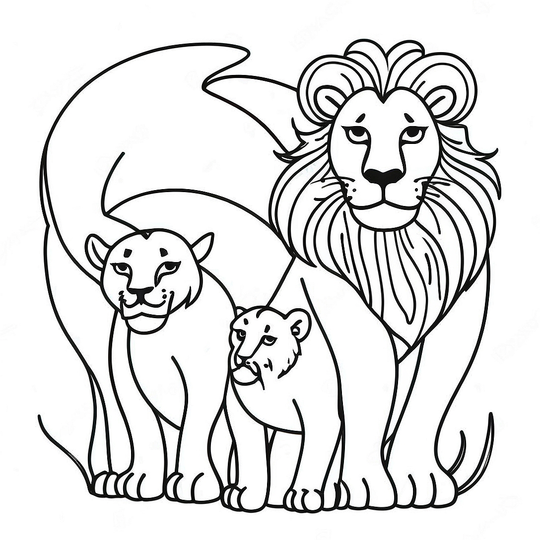 Lion Family Coloring Page | Lion Family coloring page