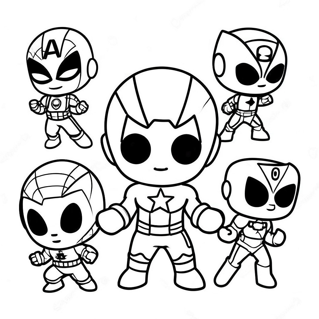Chibi Marvel Superheroes Coloring Page | Chibi Marvel coloring page
