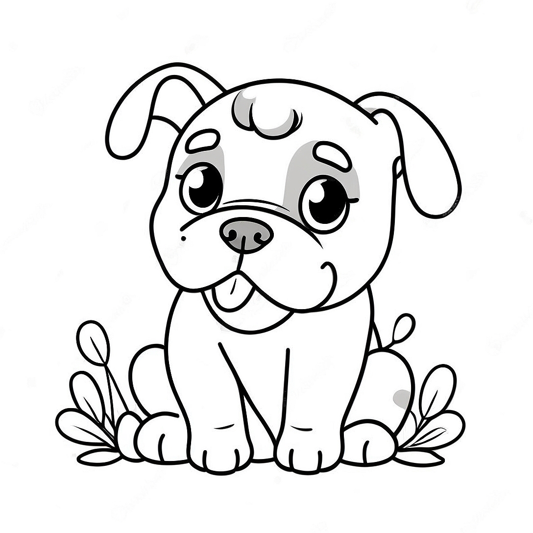 Cute Bulldog Puppy Coloring Page | Bulldog coloring page