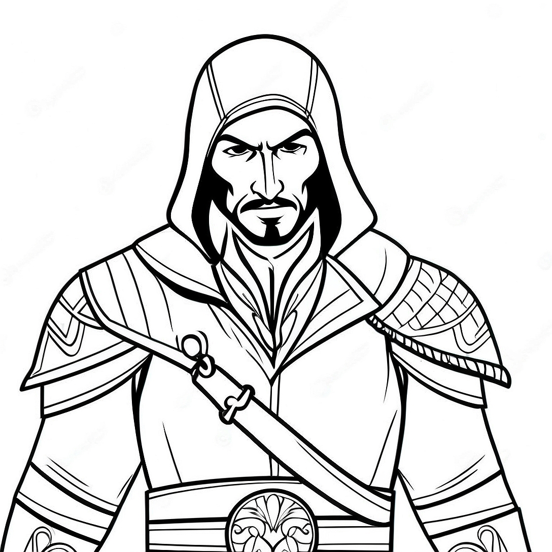 Ezio Auditore in Stealth Mode Coloring Page | Assassin's Creed coloring page