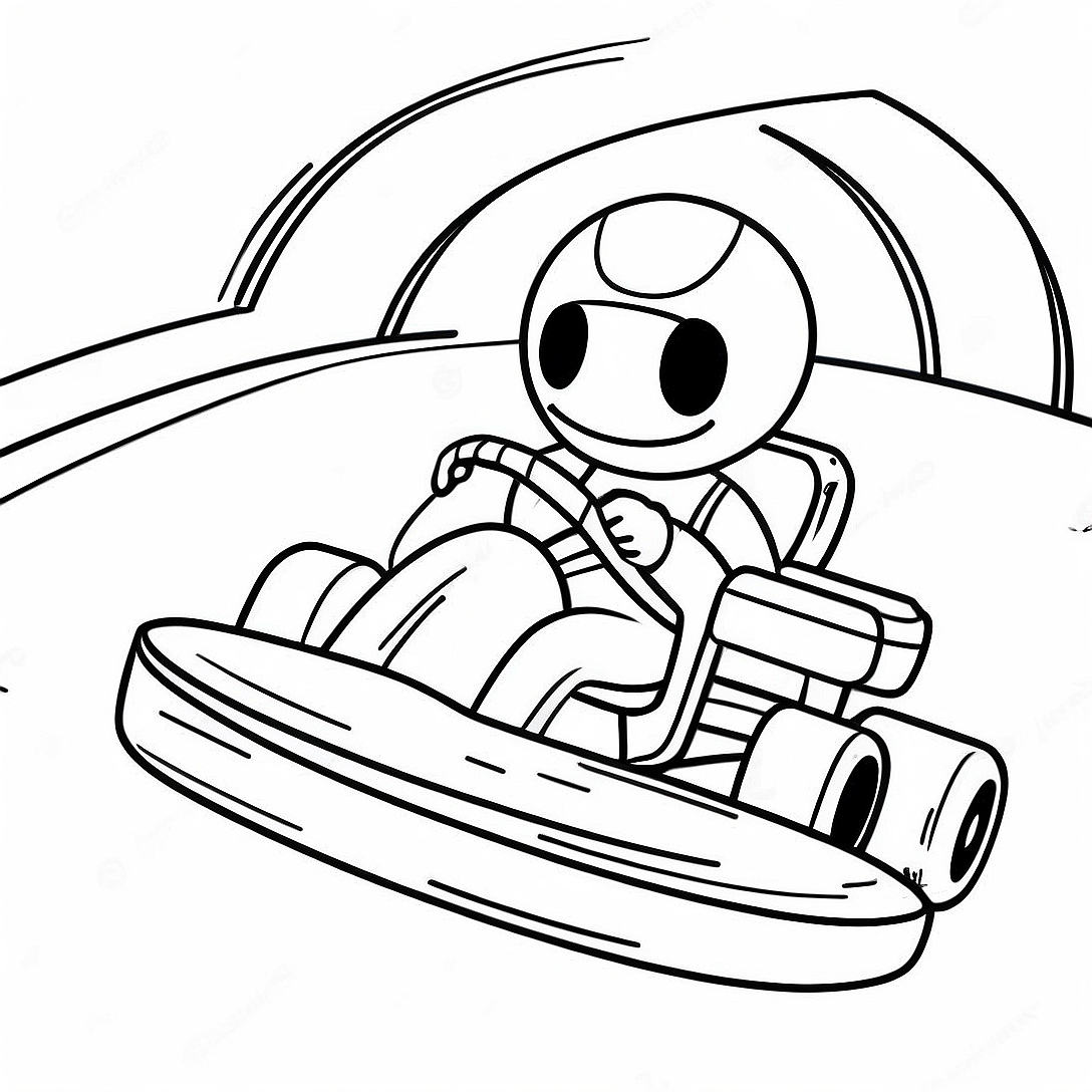 Go Kart Racing on a Track Coloring Page | Go Kart coloring page