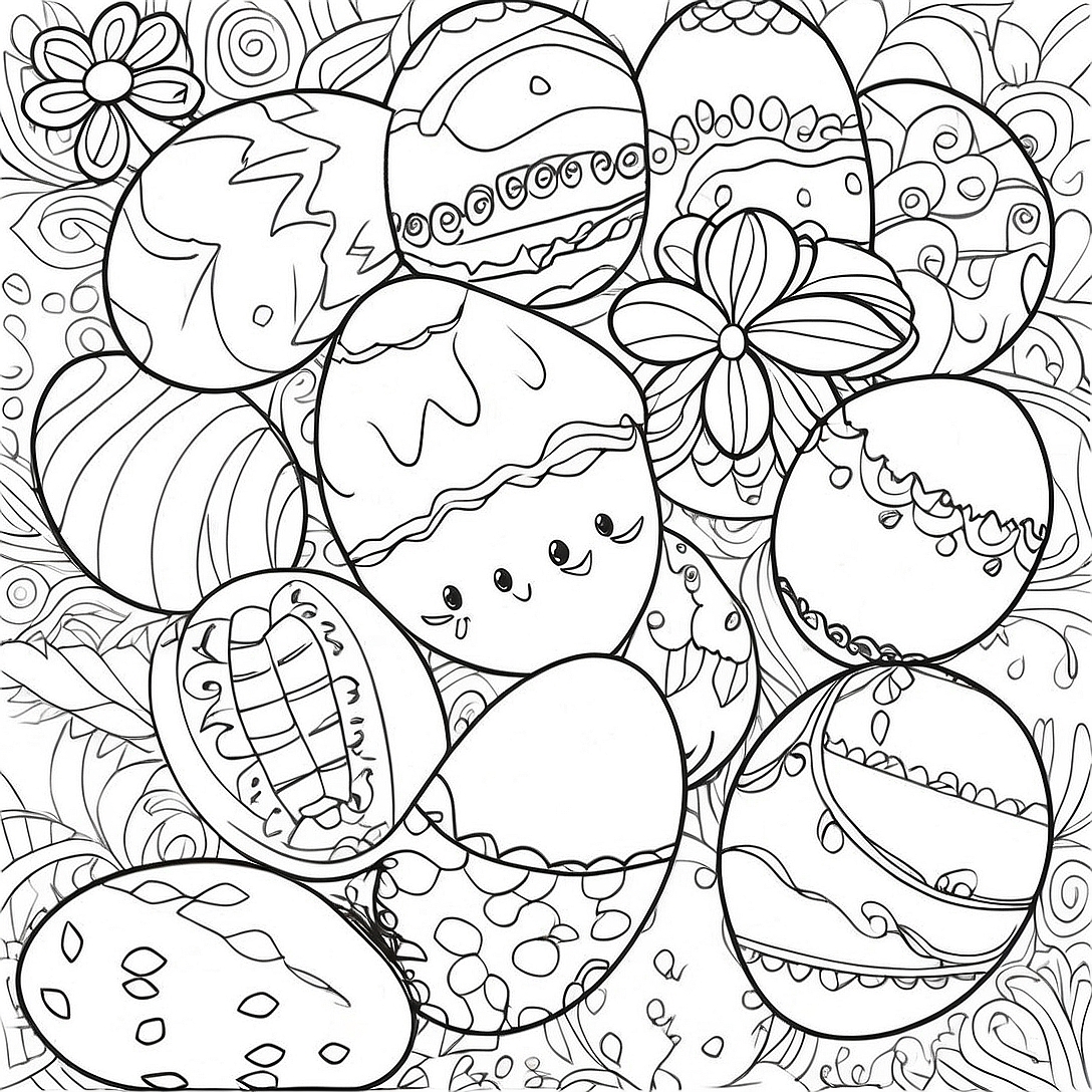 Decorated Easter Eggs Coloring Page | Easter Eggs coloring page