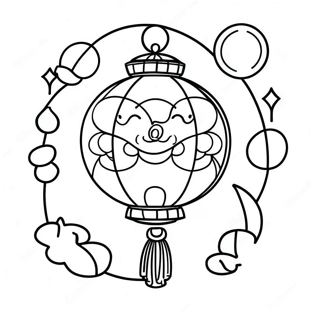 Moon Festival Lantern Coloring Page | Moon Festival coloring page