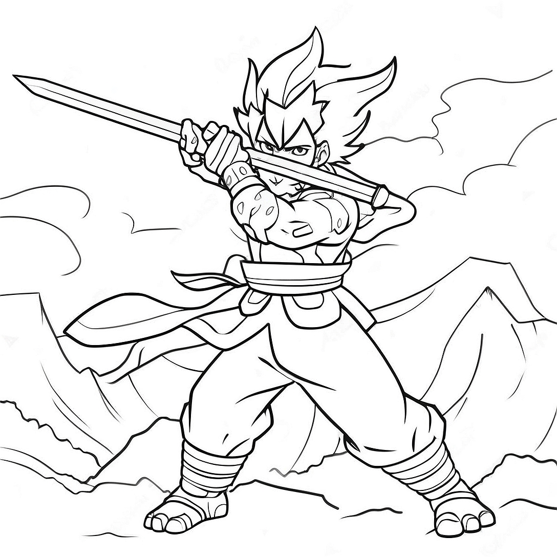 Kirishima in Action Coloring Page | Kirishima coloring page
