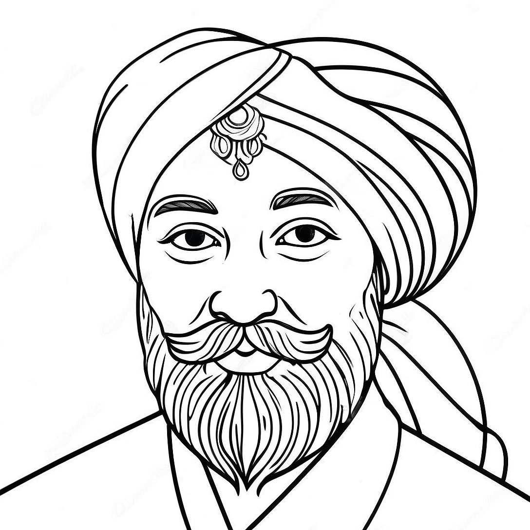 Colorful Sikh Turban Coloring Page | Sikh coloring page