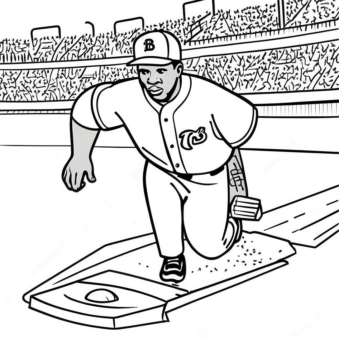 Jackie Robinson Sliding into Home Plate Coloring Page | Jackie Robinson coloring page