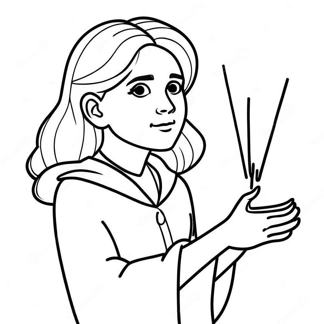 Hermione Casting a Spell Coloring Page | Hermione coloring page