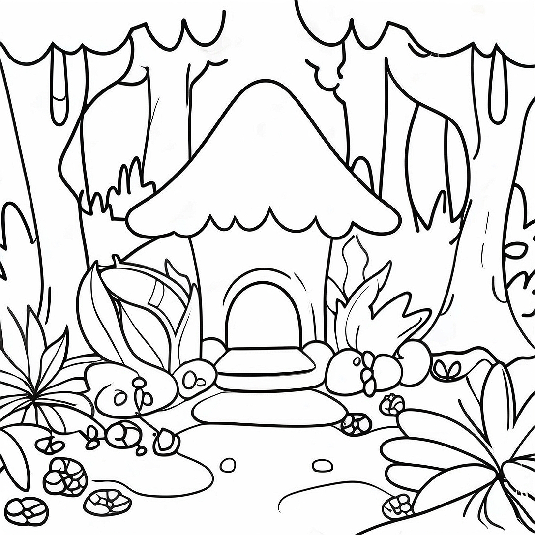Enchanted Forest Fairy Garden Coloring Page | Enchanted Forest Fairy Garden coloring page