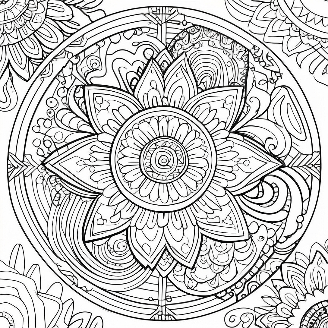 Thick Lined Mandala Coloring Page | Thick Lined coloring page