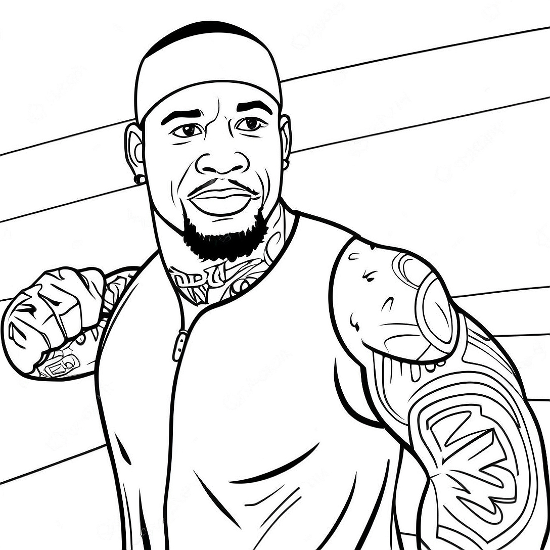 Jey Uso in Action Coloring Page | Jey Uso coloring page