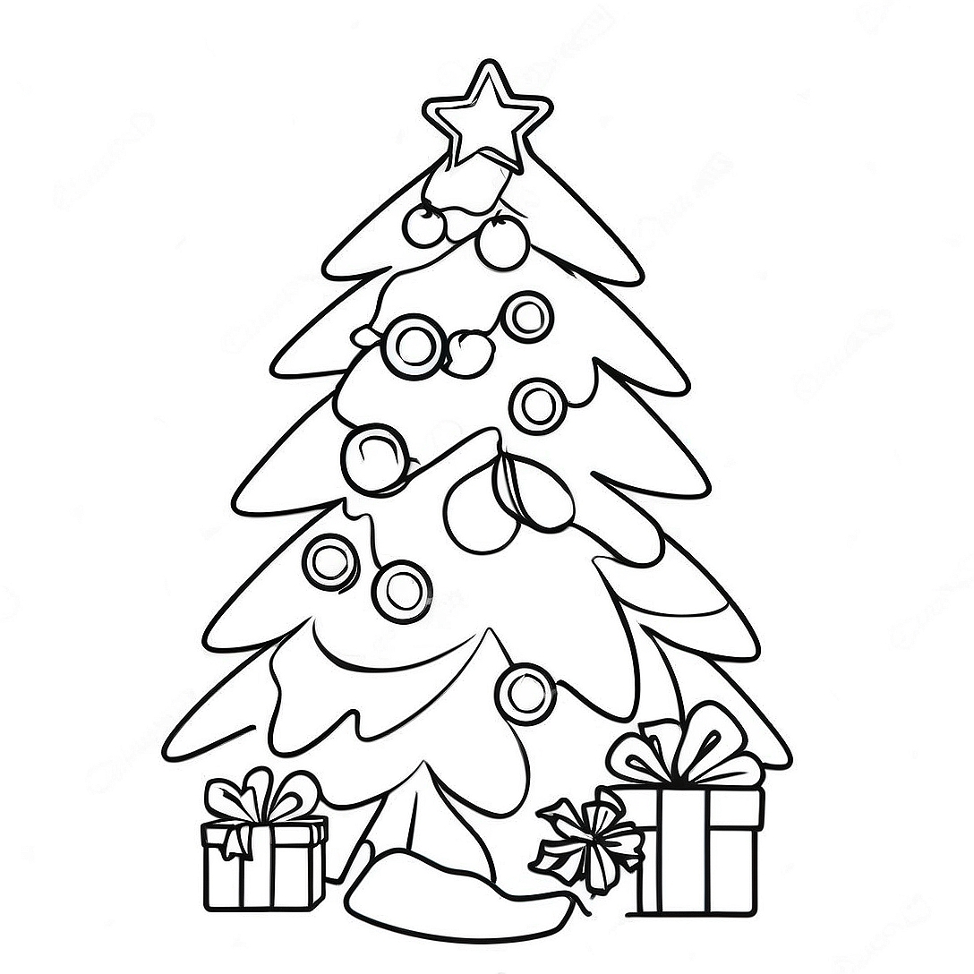 Festive Christmas Tree Coloring Page | Twas the Night Before Christmas coloring page