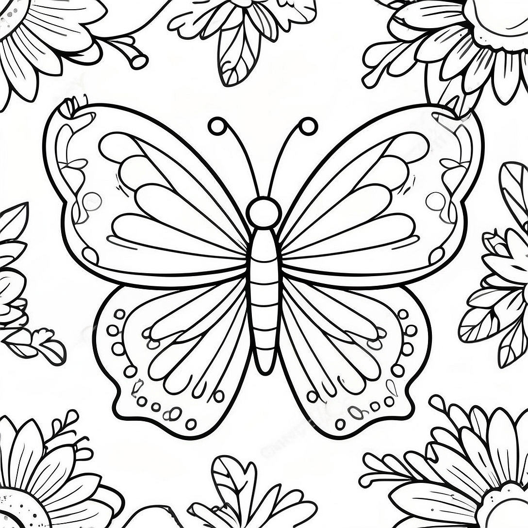 Vibrant Violet Butterfly Coloring Page | Violet coloring page