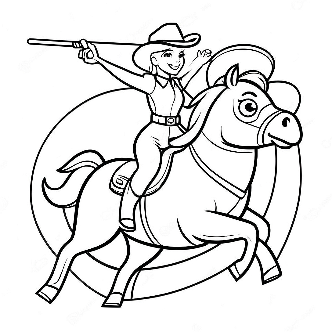 Jessie Riding Bullseye Coloring Page | Jessie Toy Story coloring page