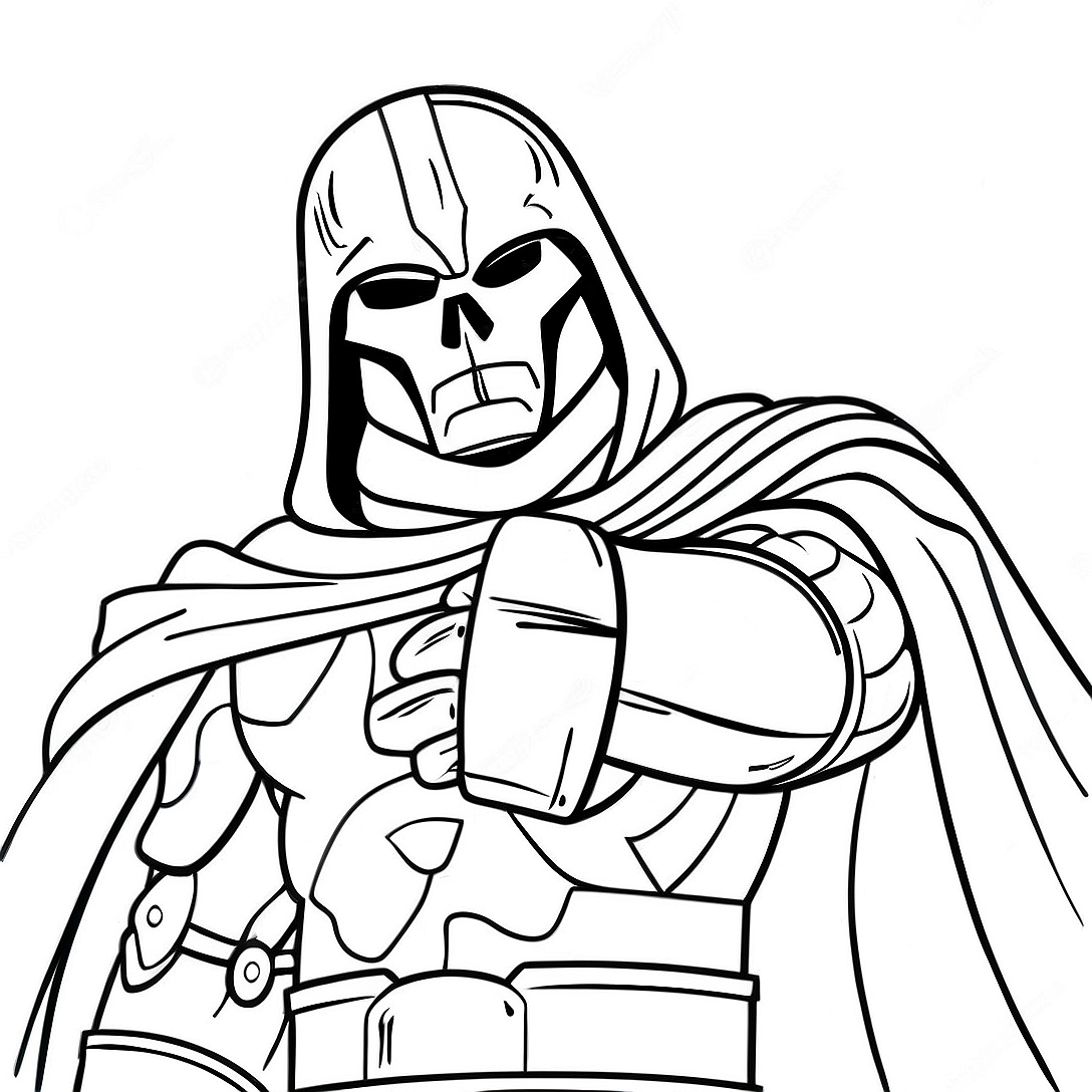 Dr Doom in Battle Coloring Page | Dr Doom coloring page