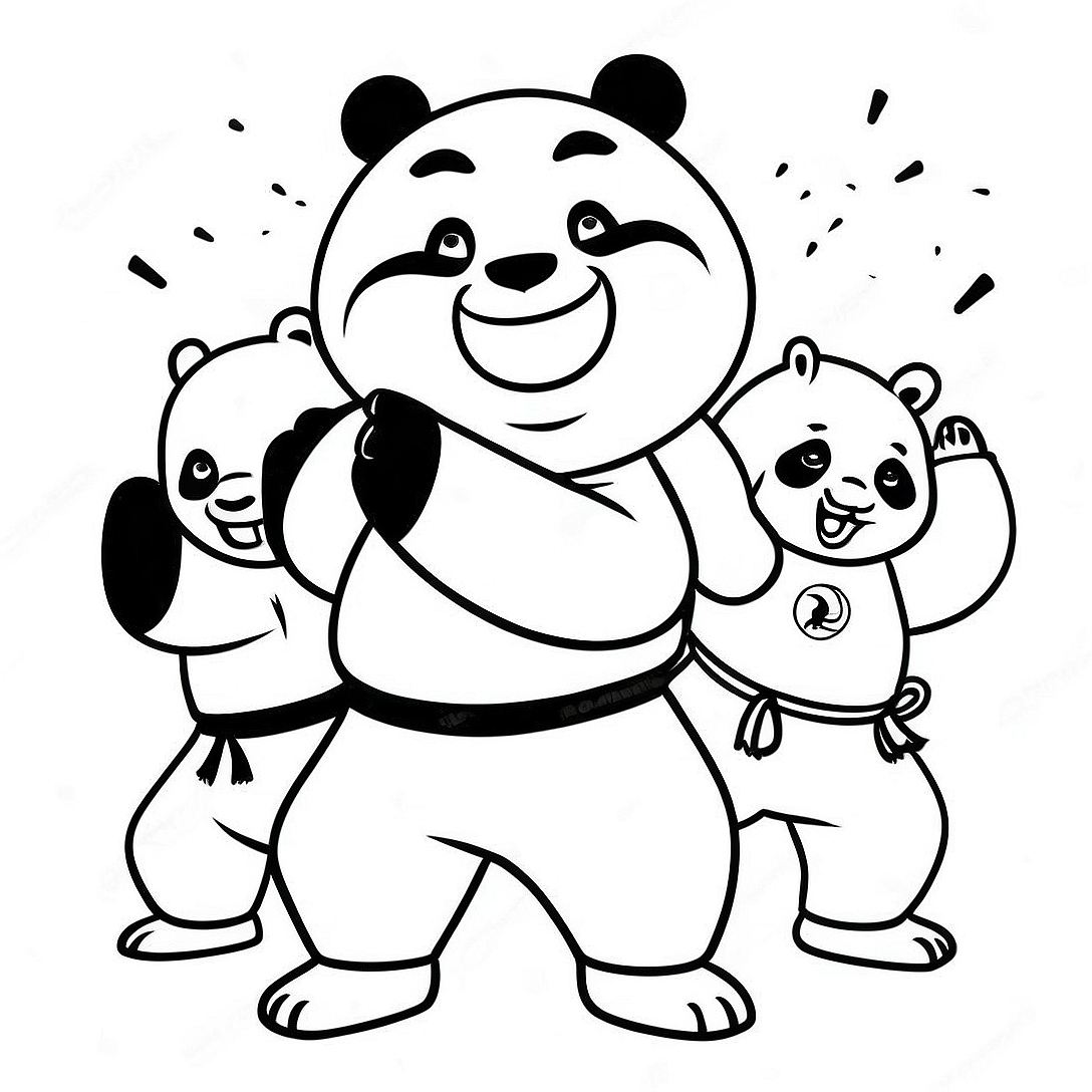 Po and Friends Kung Fu Coloring Page | Kung Fu Panda 3 coloring page