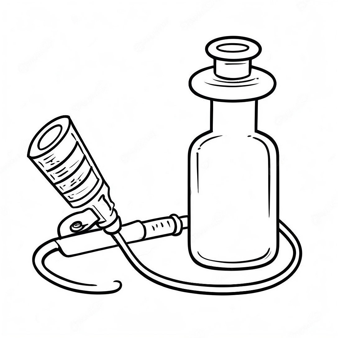 Colorful Stethoscope and Syringe Coloring Page | Doctor Tools coloring page