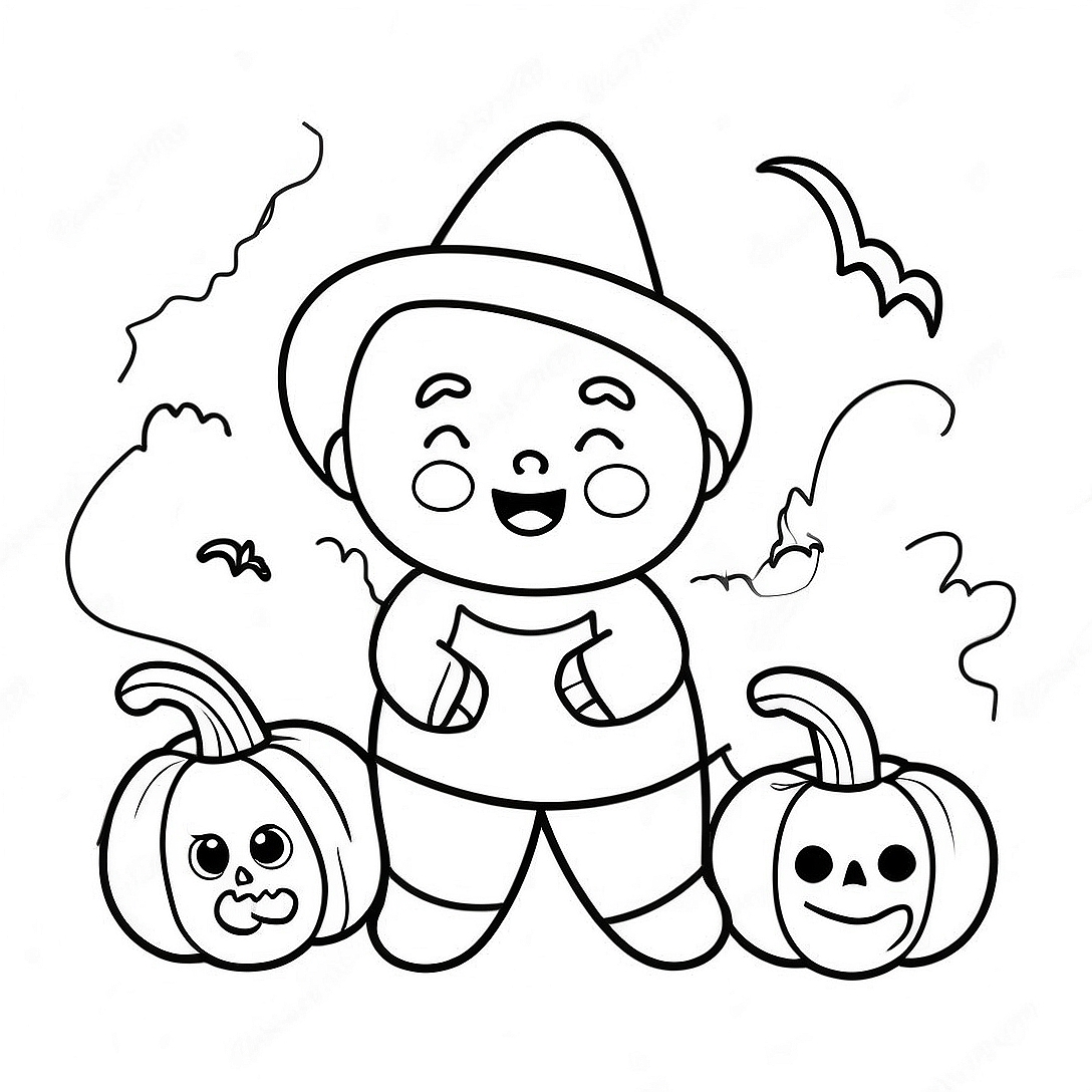 Cute Halloween Trick or Treat Coloring Page | Trick or Treat Cute Halloween coloring page