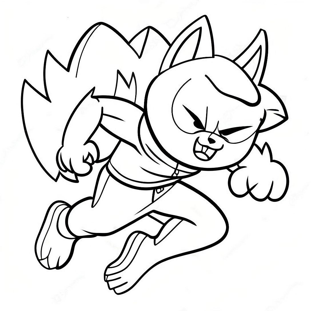 Cool Male Anime Wolf Boy in Action Coloring Page | Male Anime Wolf Boy coloring page
