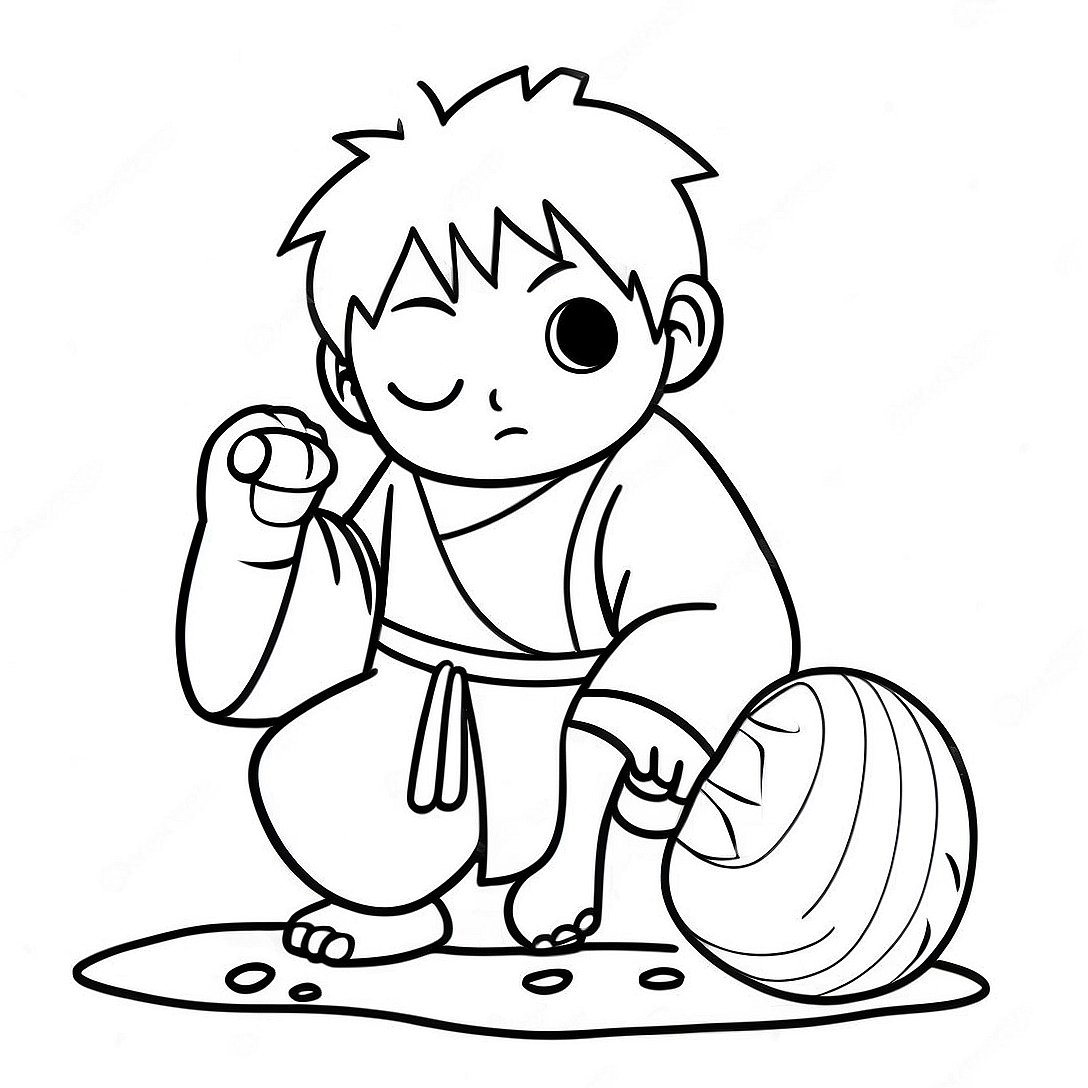 Gaara with Sand Gourd Coloring Page | Gaara coloring page