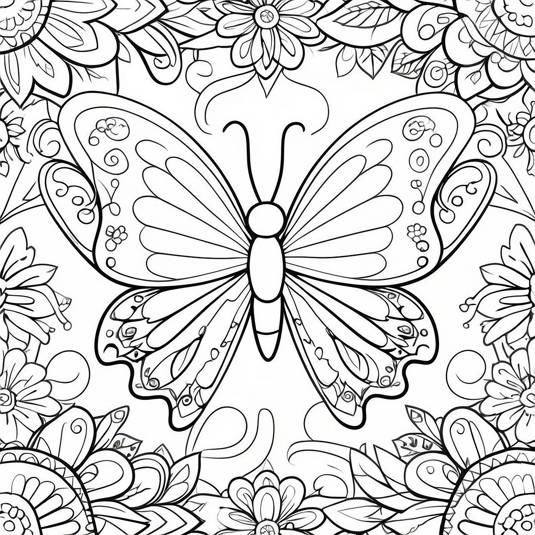 Symmetrical Butterfly Coloring Page | Symmetrical coloring page