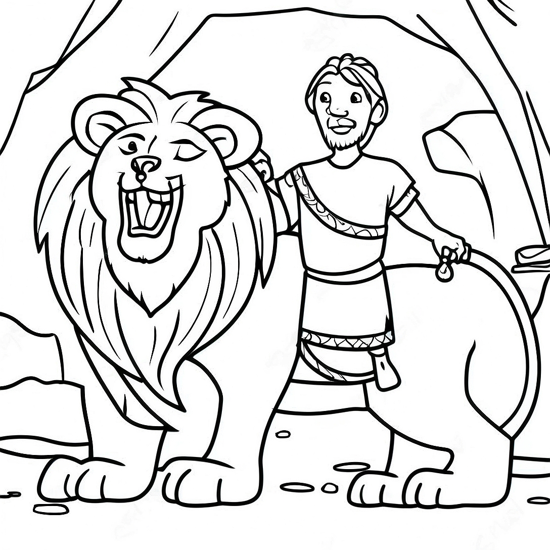 Brave Daniel in the Lions Den Coloring Page | Daniel and the Lions Den coloring page
