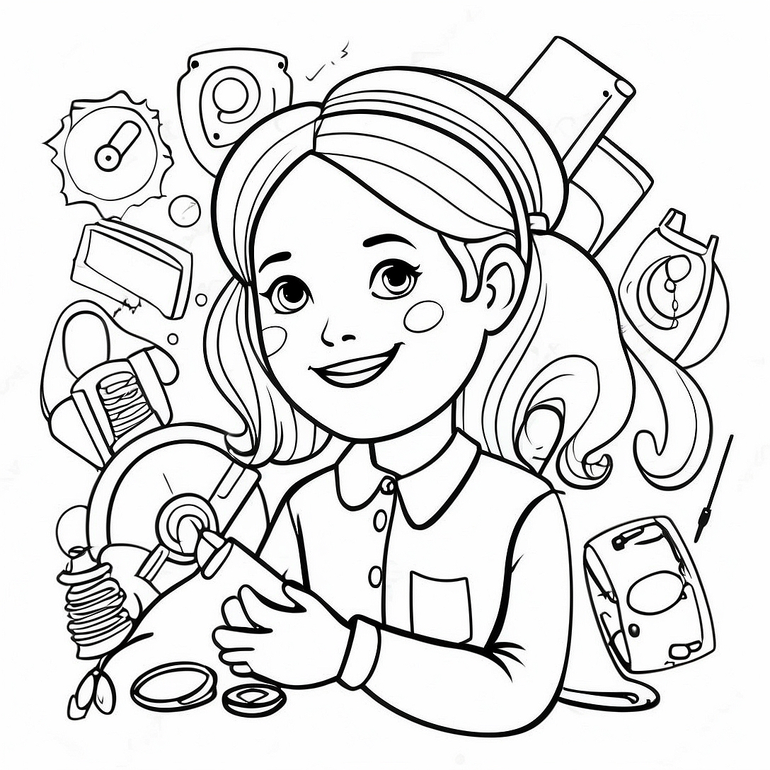 Ada Twist with Her Inventions Coloring Page | Ada Twist coloring page