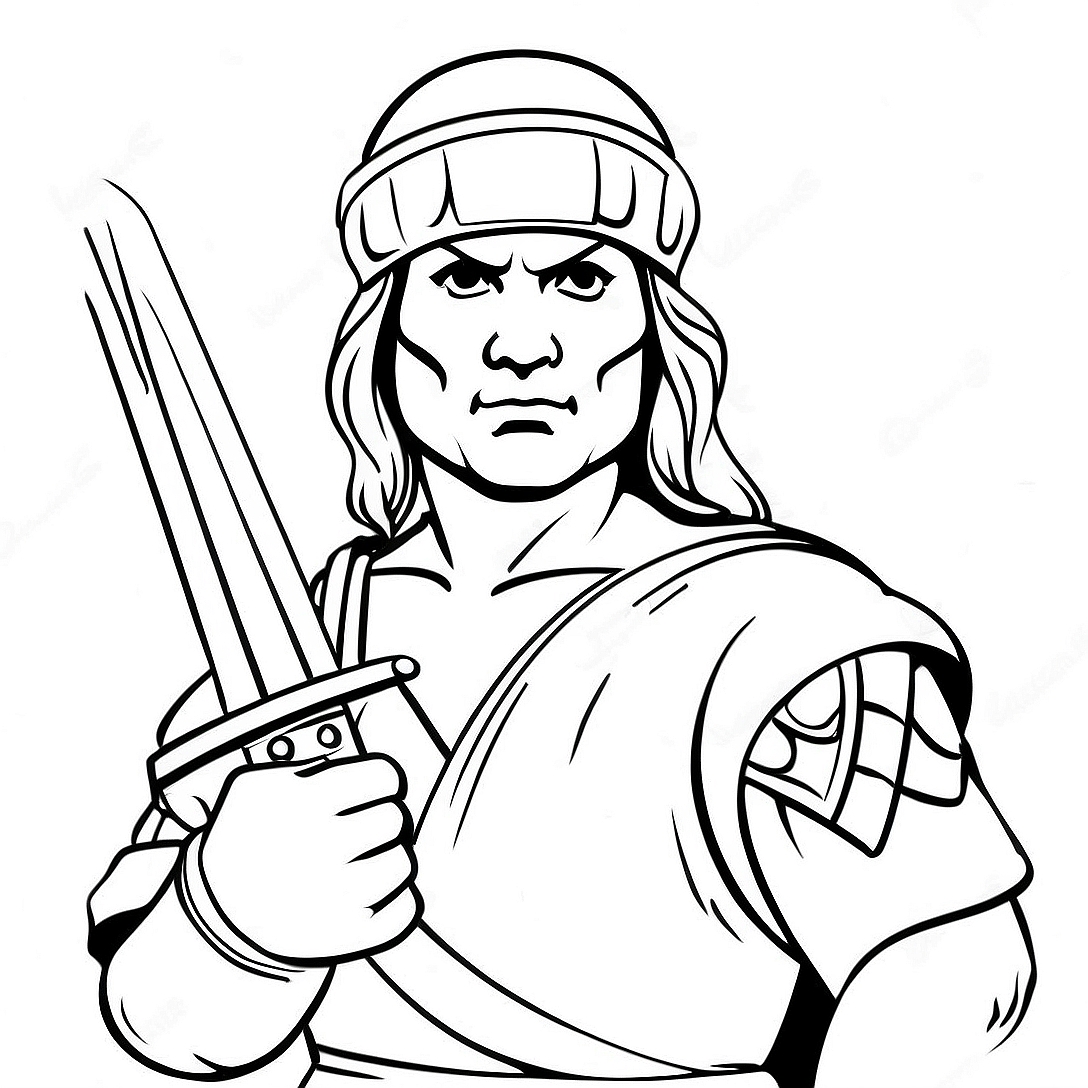 Leonardo with His Sword Coloring Page | TMNT coloring page