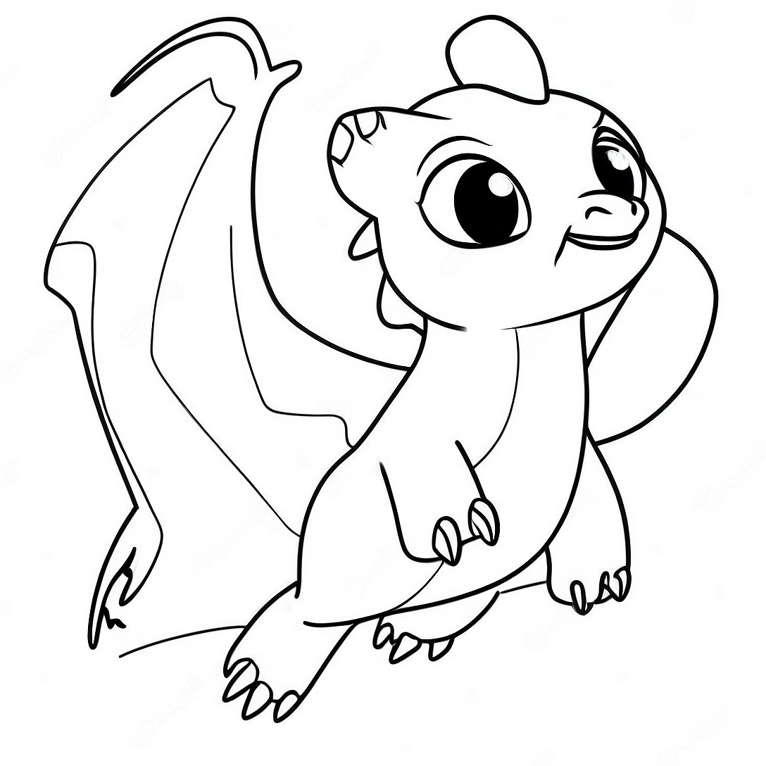 Female Light Fury Flying Coloring Page | Female Light Fury coloring page