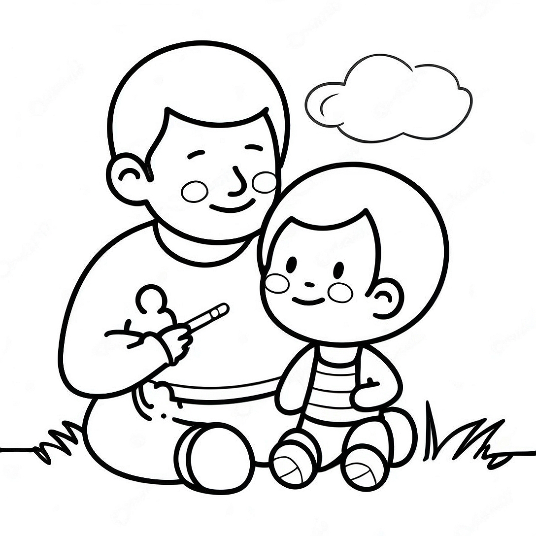 Cute Father and Child Coloring Page | Feliz Dia del Padre coloring page