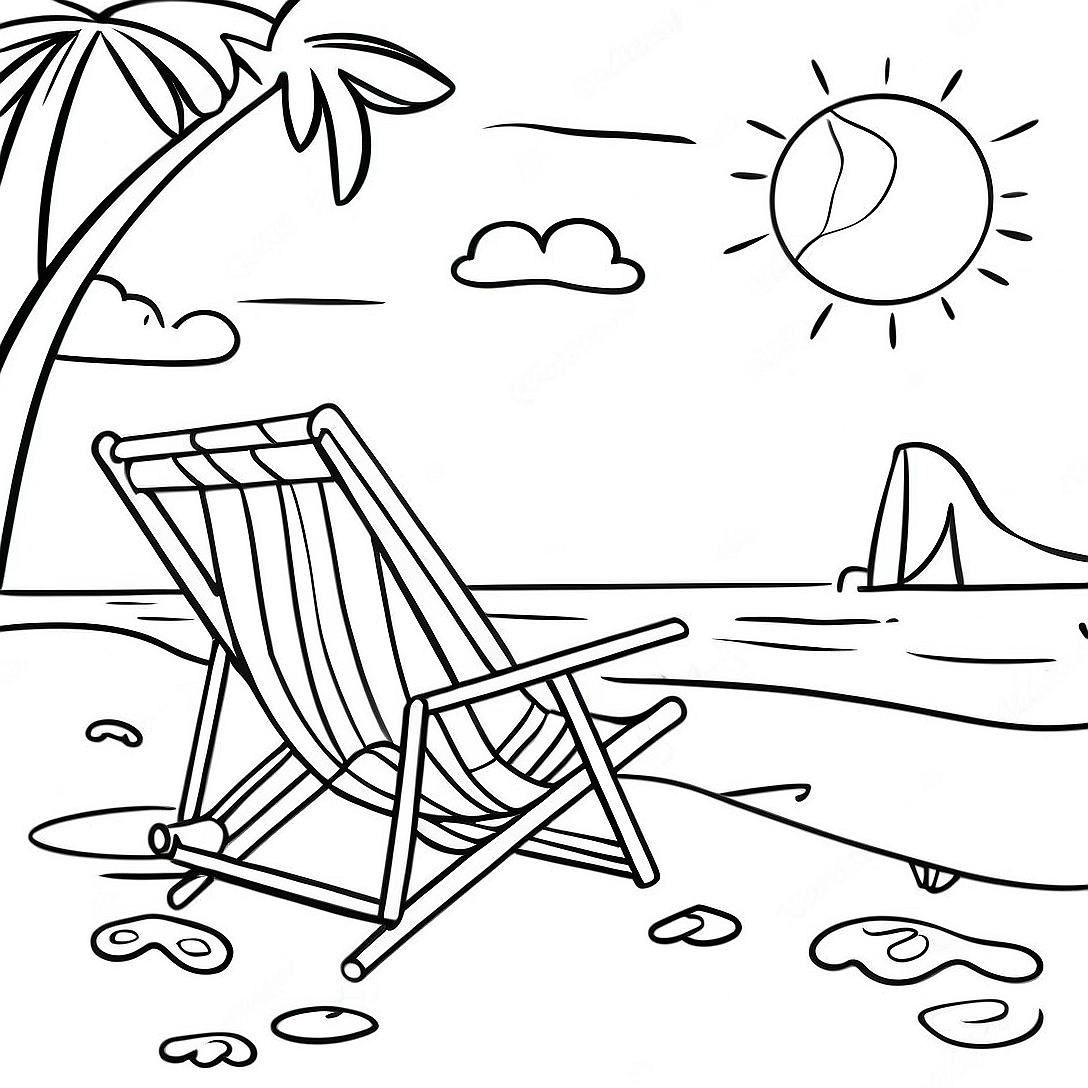 Goodbye Summer Beach Scene Coloring Page | Goodbye Summer coloring page