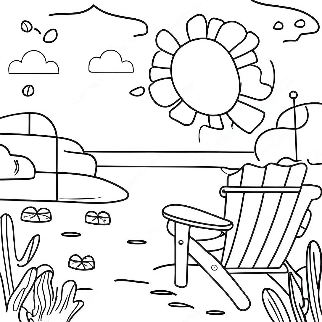 Goodbye Summer Sunset Coloring Page | Goodbye Summer coloring page