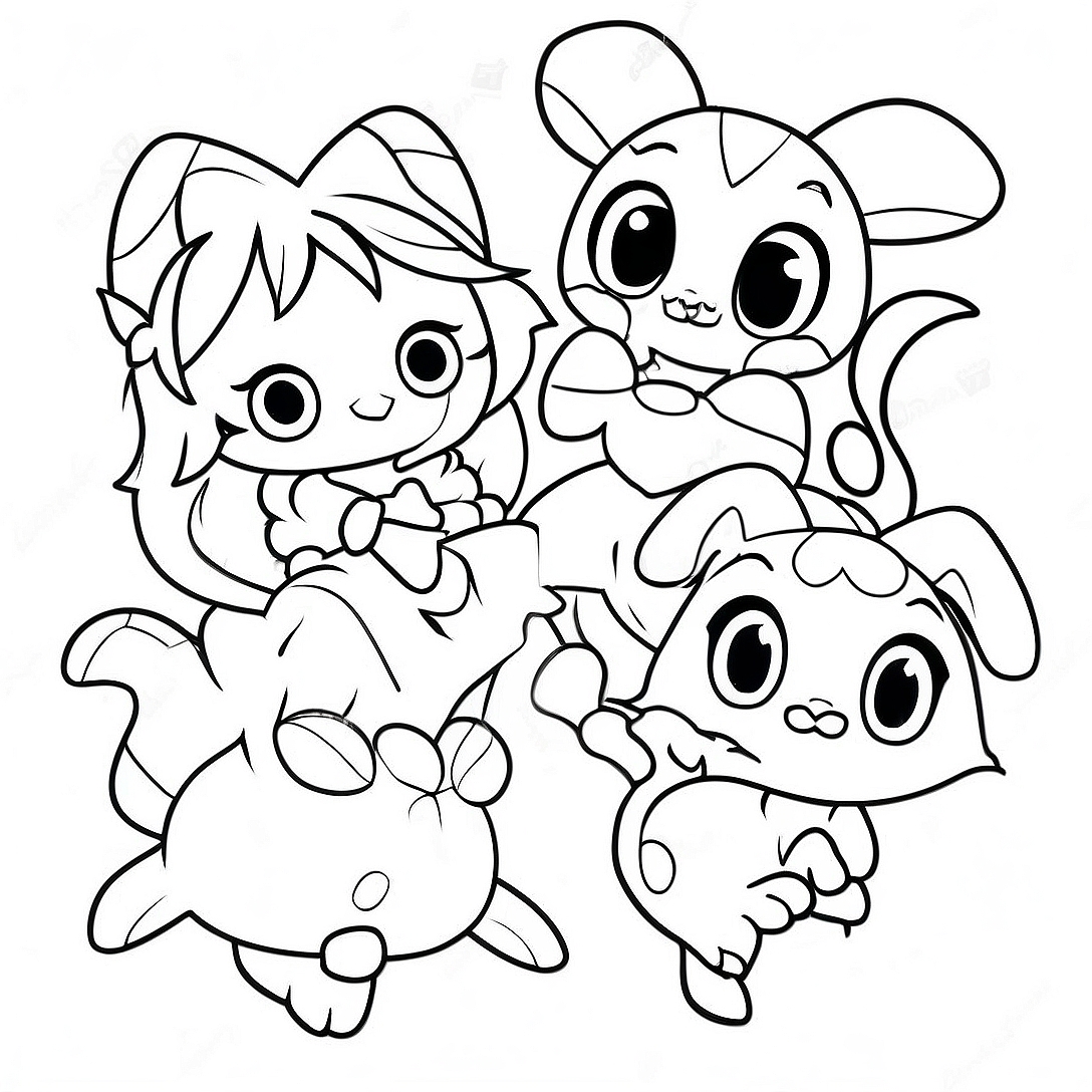 Cute Tokyo Mew Mew Characters Coloring Page | Tokyo Mew Mew coloring page