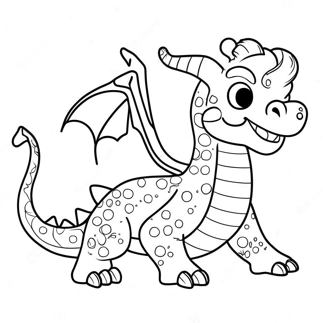 Christmas Dragon Coloring Page | Christmas Dragon coloring page