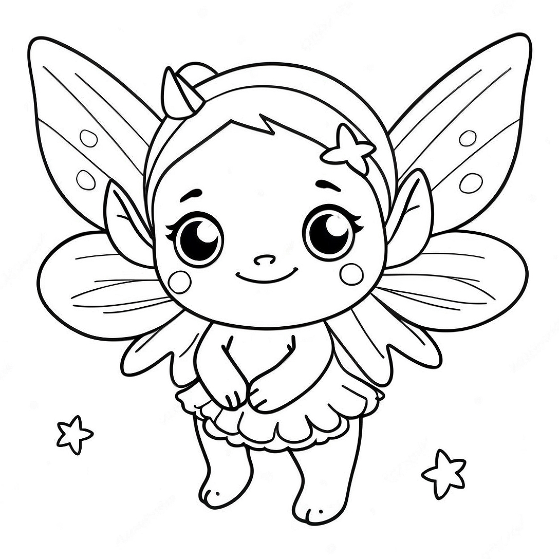 Cute Pixie with Sparkling Wings Coloring Page | Pixie coloring page